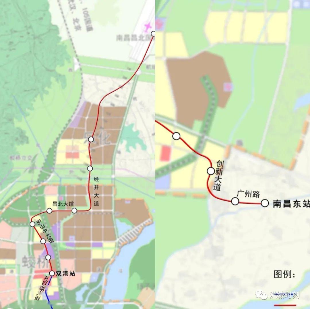 南昌地鐵2號線東延線,起終點為辛家庵站(不含)-南昌東站,線路全長為