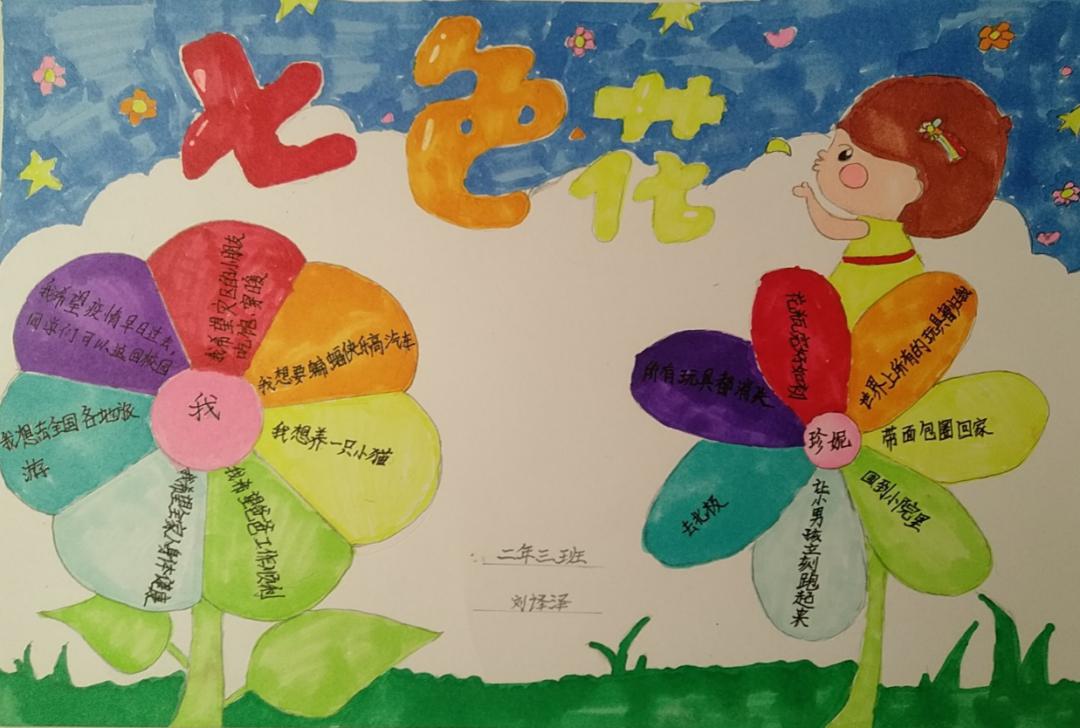 但是他们共同阅读了《七色花》这本书,用画笔记录读书的收获,倾诉阅读