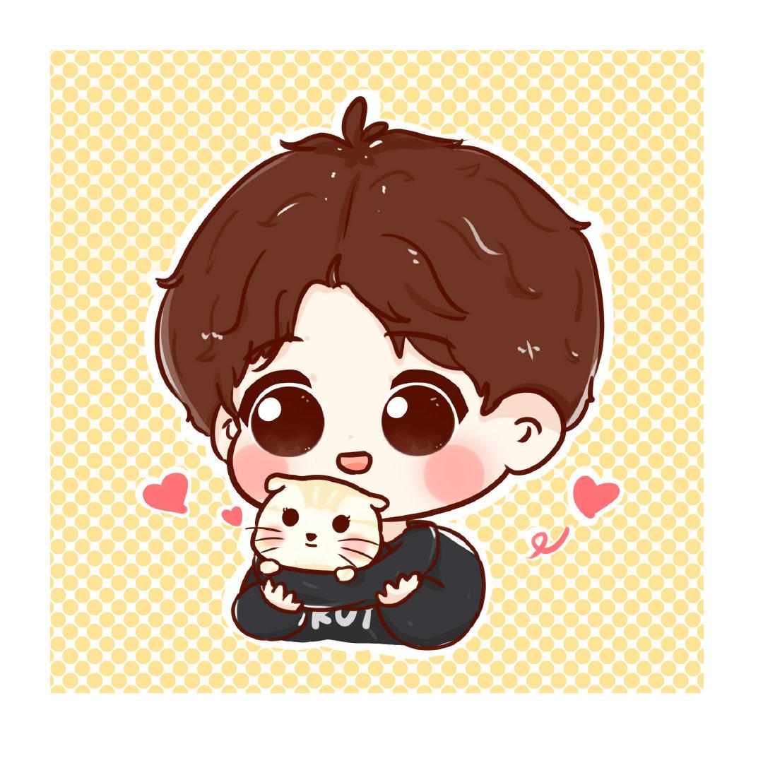 饭绘王源抱猫自拍照片 小猫咪以后肯定也会胖嘟嘟的