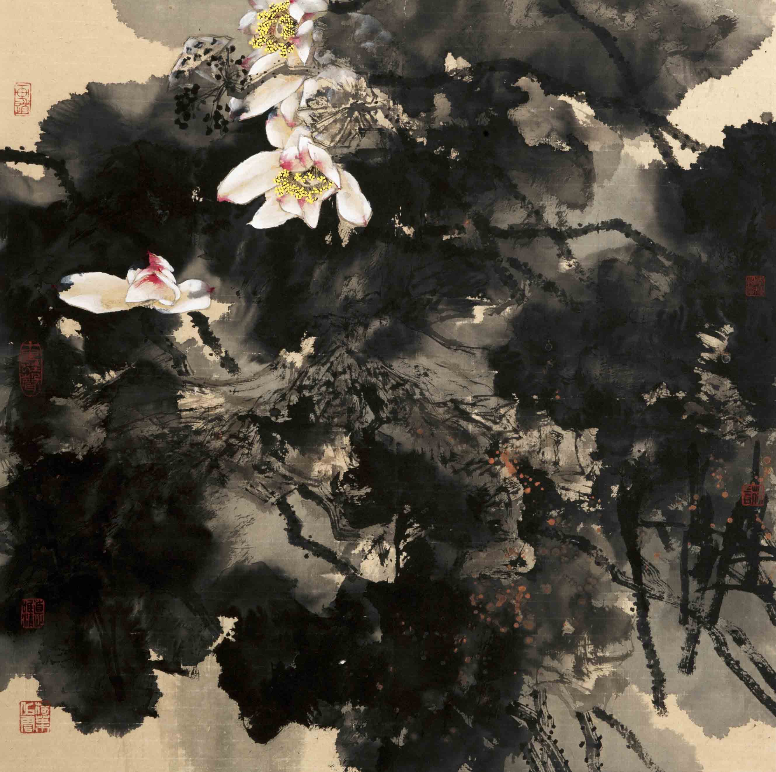 荷塘秘境写意文心李辉绘画作品评析