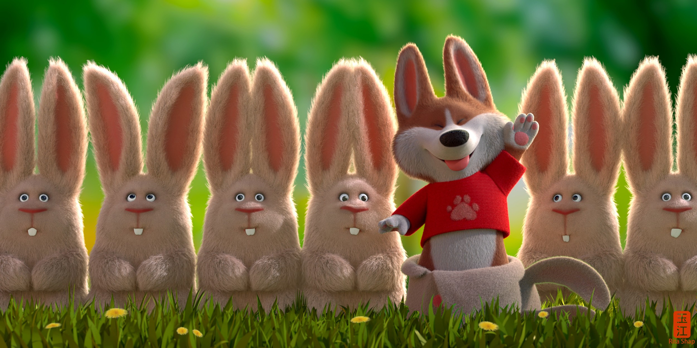 一只3d可爱萌系列的3d建模的小兔子送给你们