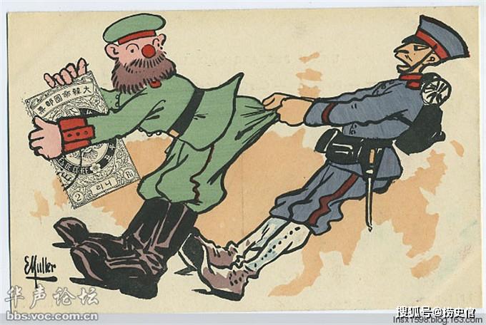 看看什么叫宣传画俄国人画的日俄战争好像他们是胜利者