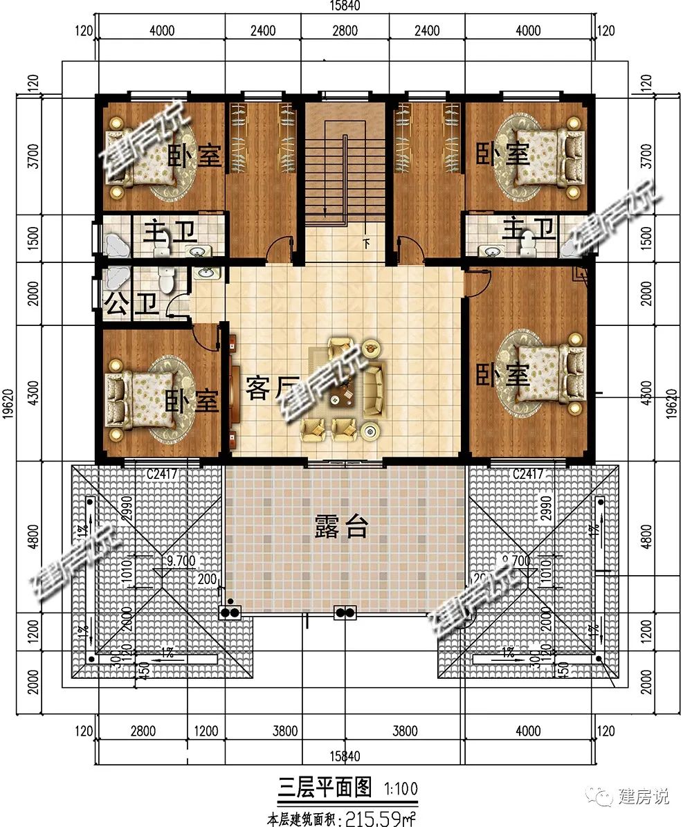 農村建房圖紙這款經典兄弟雙拼歐式別墅佈局實用看一眼就67想擁有