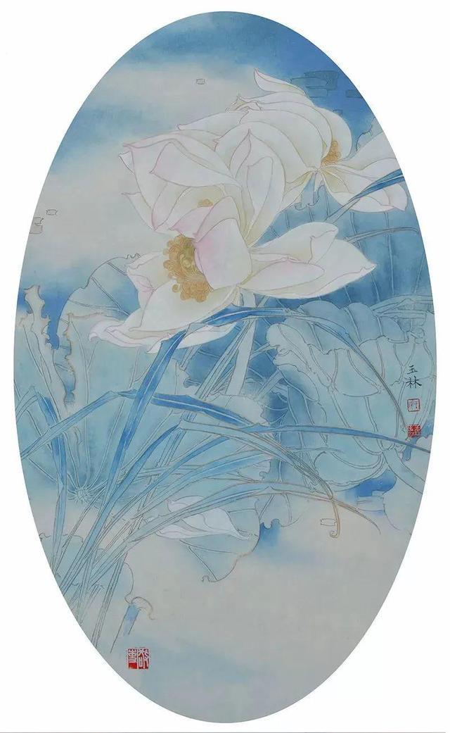 王玉林的荷花更显得简约而纯粹_工笔