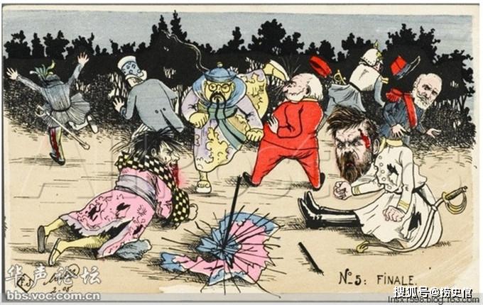 看看什么叫宣传画俄国人画的日俄战争好像他们是胜利者