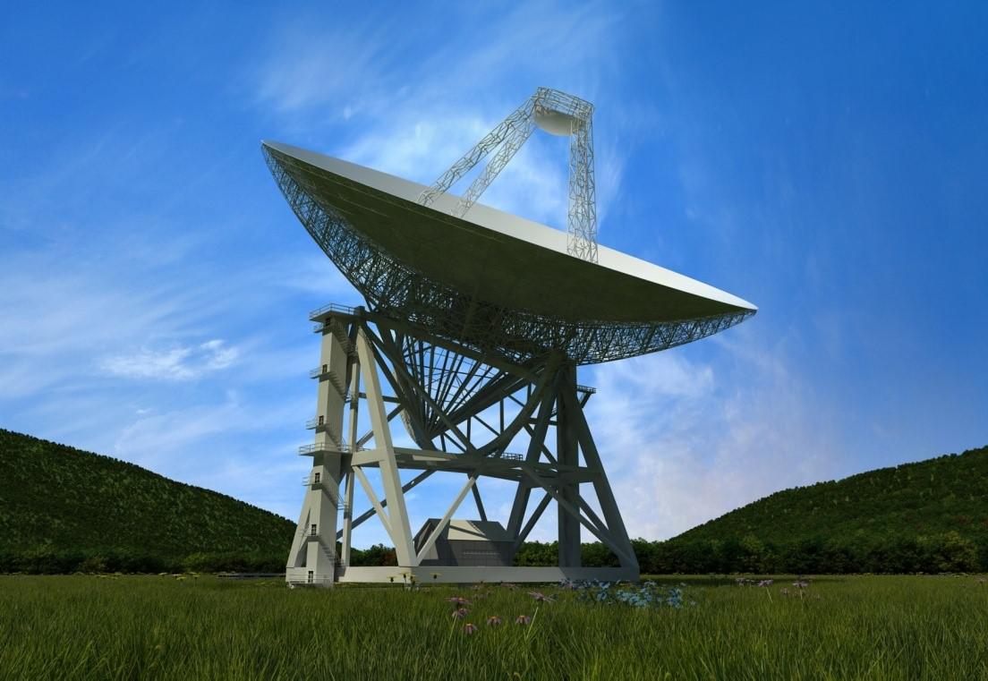 70米天线建成后的效果图据介绍,70米天线为轮轨式全可动卡塞格伦天线