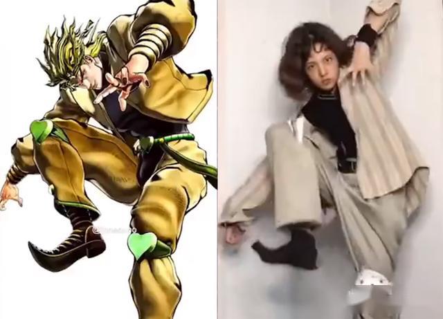 小姐姐模仿高难度jojo立奇怪的姿势增加了拍照再也不怕没pose