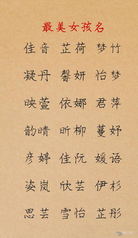 最美的女孩名字,第一眼就让人惊艳