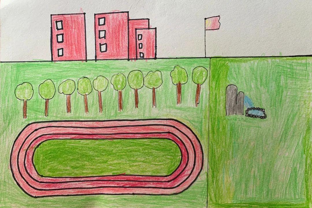 一年级绘画绿色的校园图片