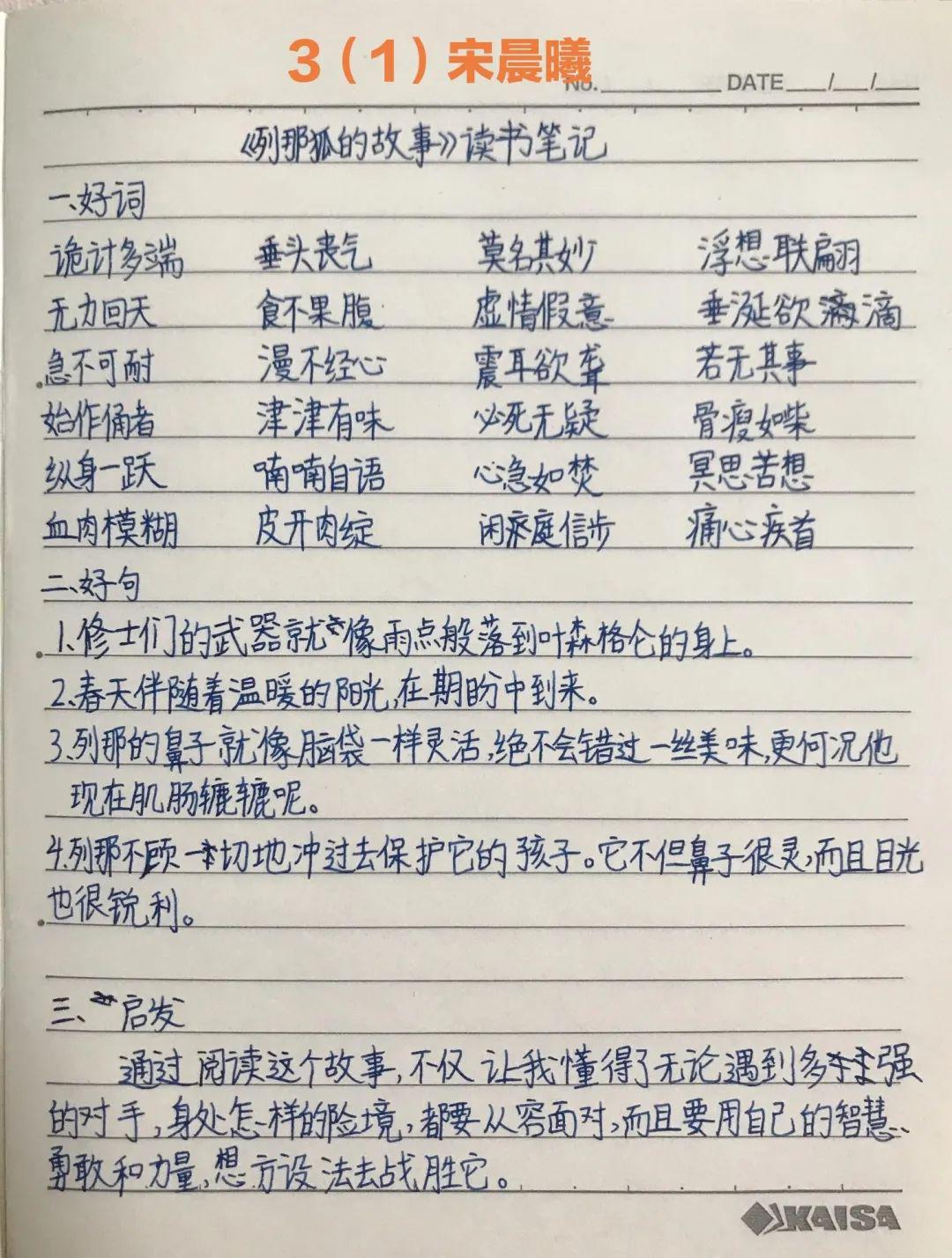 四年级读书笔记100字图片