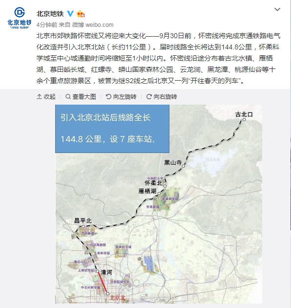 北京地铁怀密线线路图图片