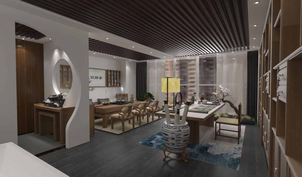 茶室空间设计参考:40平小空间如何设计意境茶室