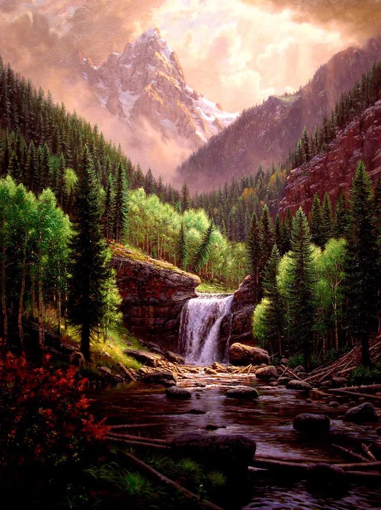 如此山语林间宛如仙境的油画你见过吗