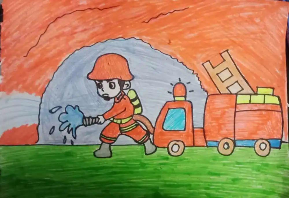 儿童火灾安全画画图图片