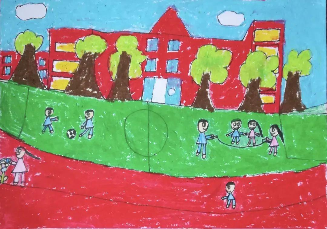 一年级绘画绿色的校园图片