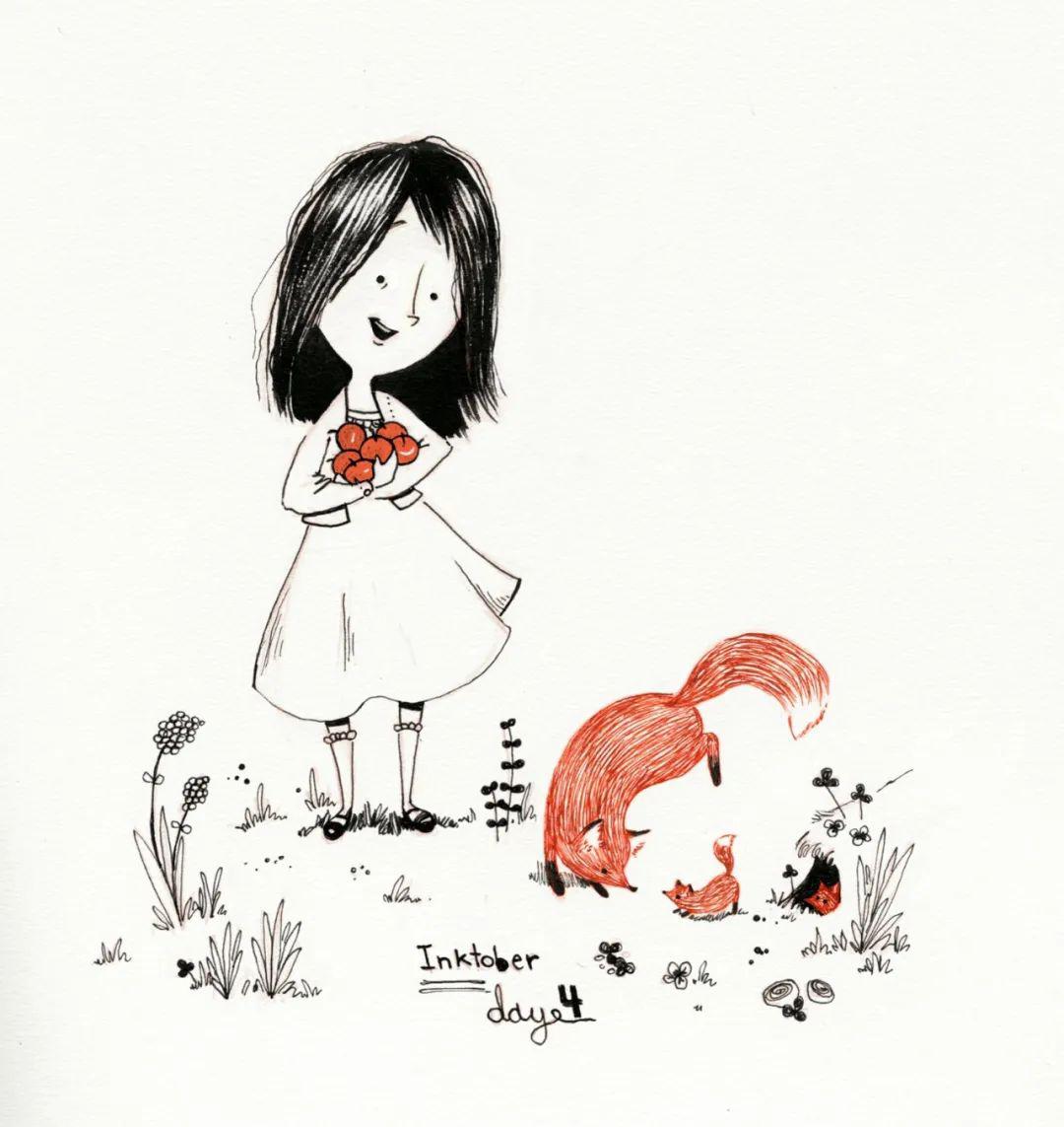 p站画师neesha温暖小清新儿童插画