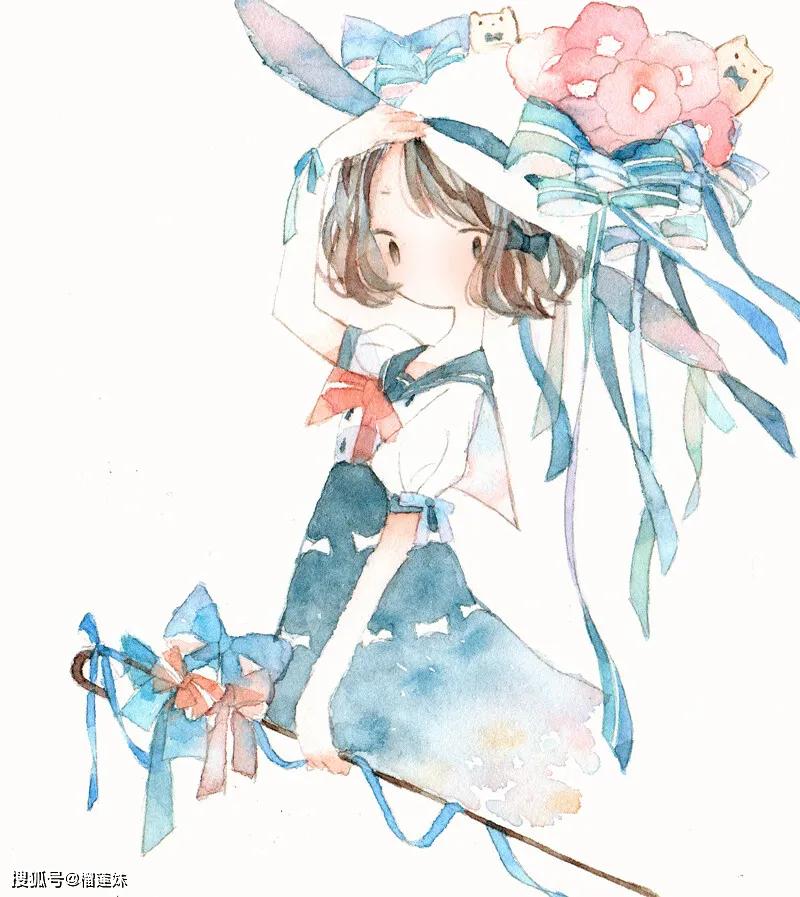 神经文艺二次元水彩花插画壁纸动漫专辑