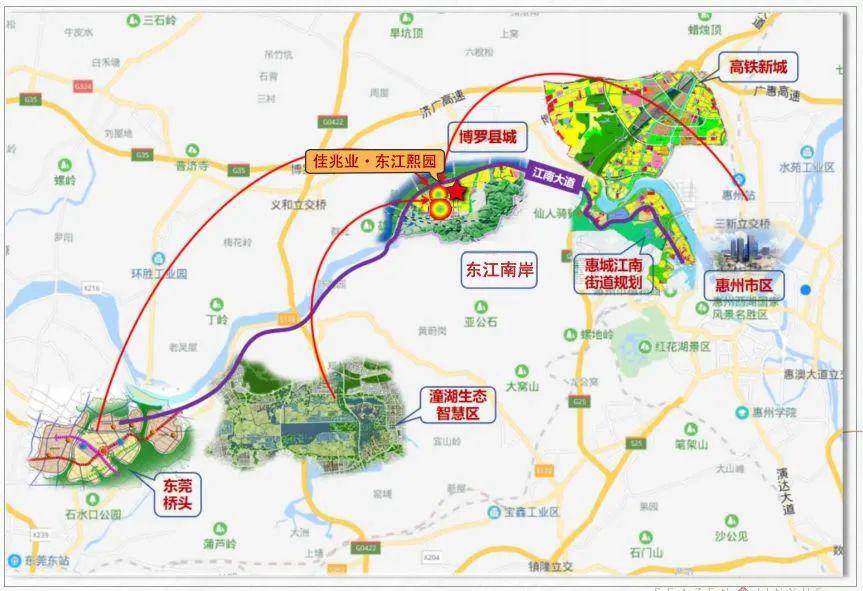2公里,贯穿整个江南片区,链接惠州,东莞的通途大道,赋予了江南片区