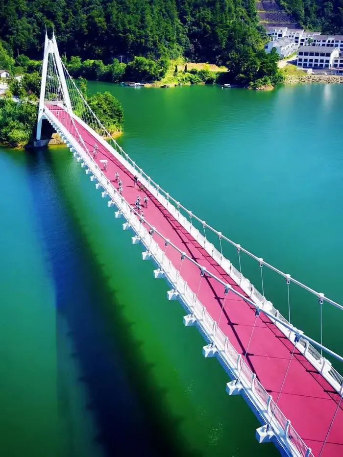 骑行道专设的骑行桥视野开阔风景优美千岛湖环湖绿道湖光春色,生态