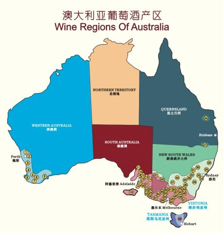 澳大利亚葡萄酒经典产区及特色澳大利亚每年出产超过10亿升葡萄酒,占