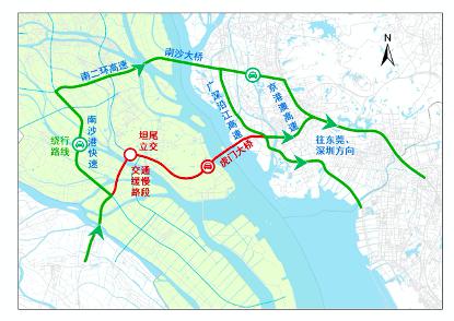 華南快速路(春崗立交-石門堂隧道段),莞佛高速(坦尾立交-虎門大橋段)