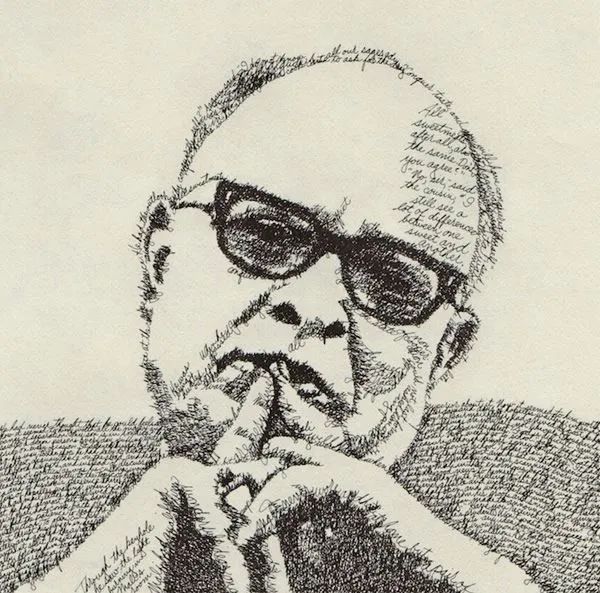 原创他用针管笔写字写出一幅幅人物肖像这样的操作太秀了