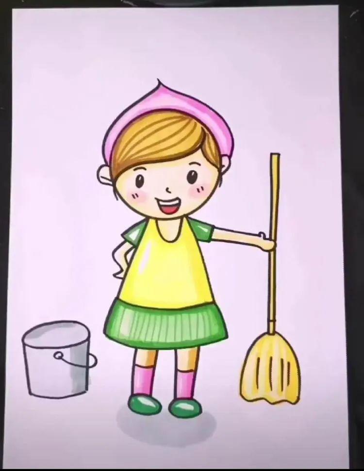 干家务活的画儿童图片