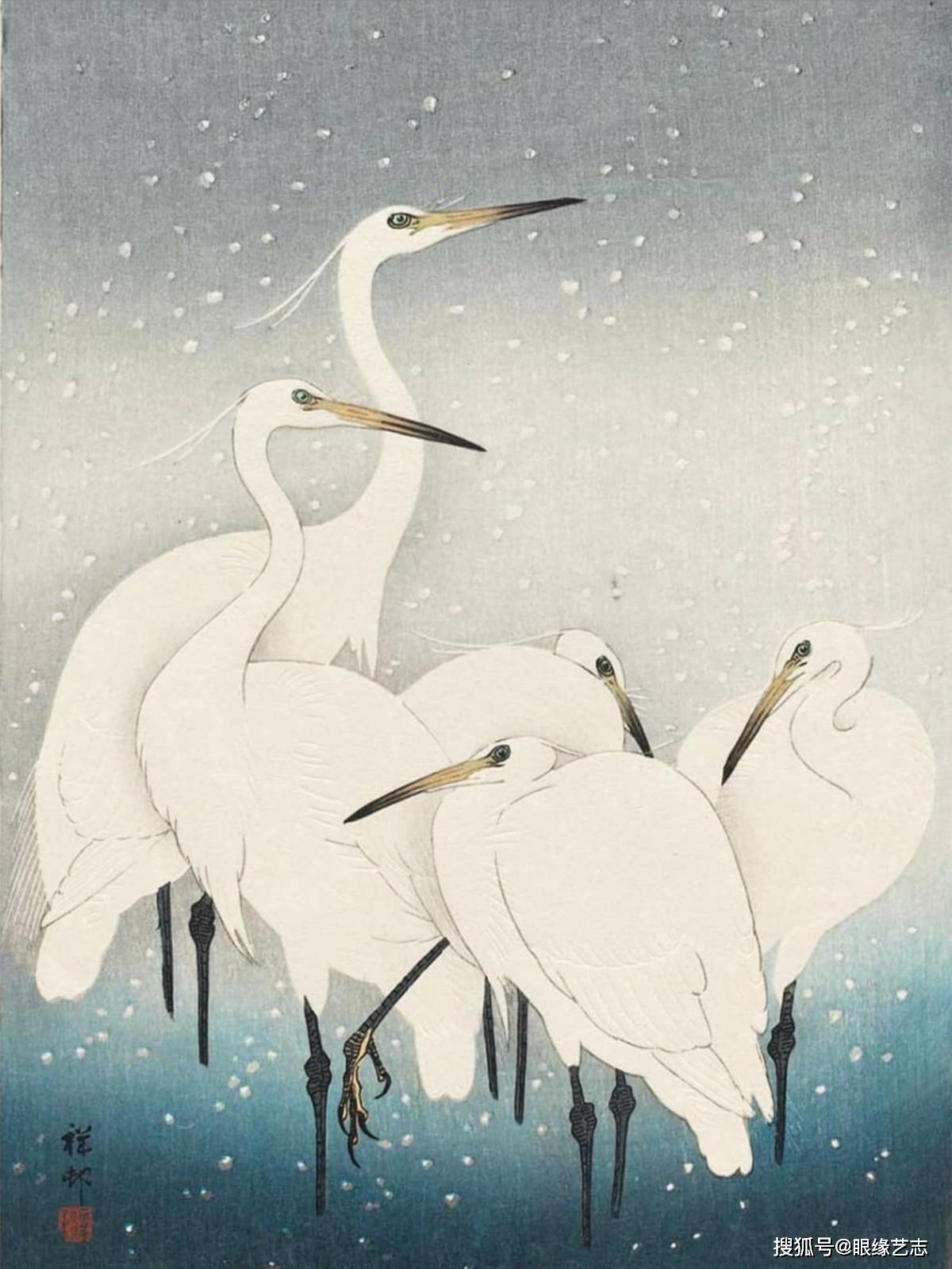 白鹭与新月今天我们把目光聚焦于日本画中的动物.