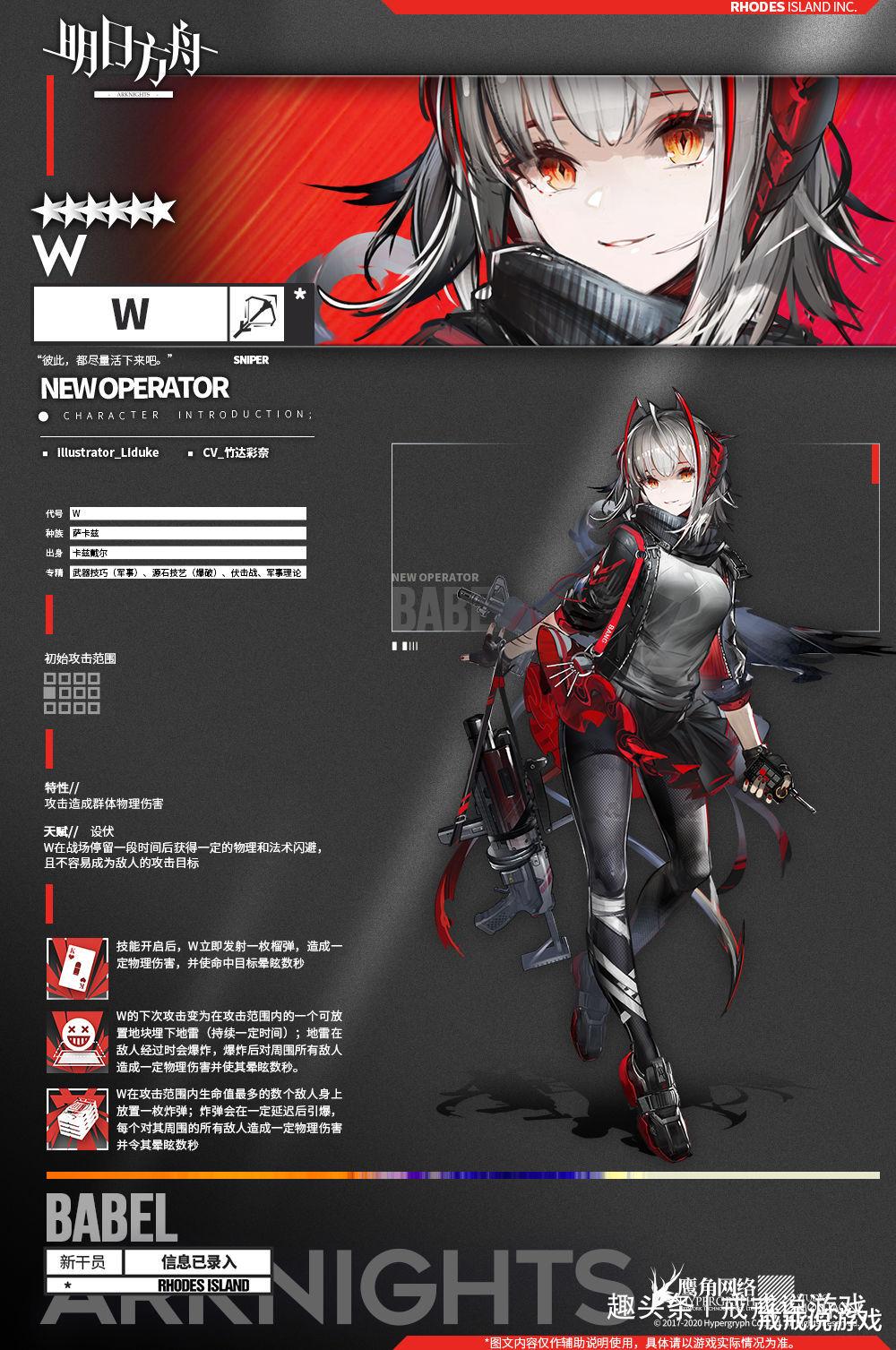 明日方舟w的资料里又出现好几个卫星网友鹰角专业挖坑