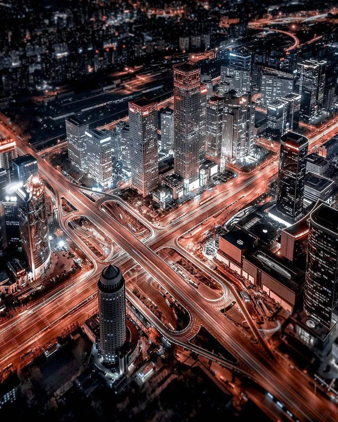 航拍影像中国八大城市夜景航拍