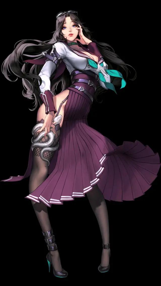 写实游戏原画风美少女全身插画