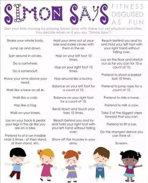 simon says是一个英国传统的儿童游戏.