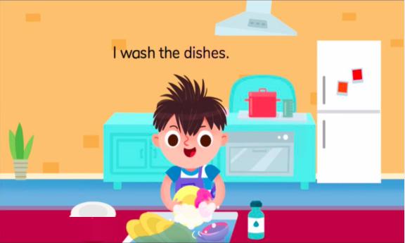 i wash the dishes.我将碗筷清洗干净.i clean the desk.