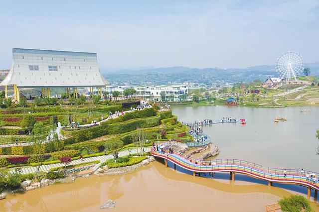 5月1日,遊客在廣安大地花谷玫瑰園中賞花拍照.張國盛攝(視覺四川)