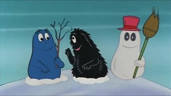 巴巴爸爸巴巴布莱特滚下山坡变成雪球