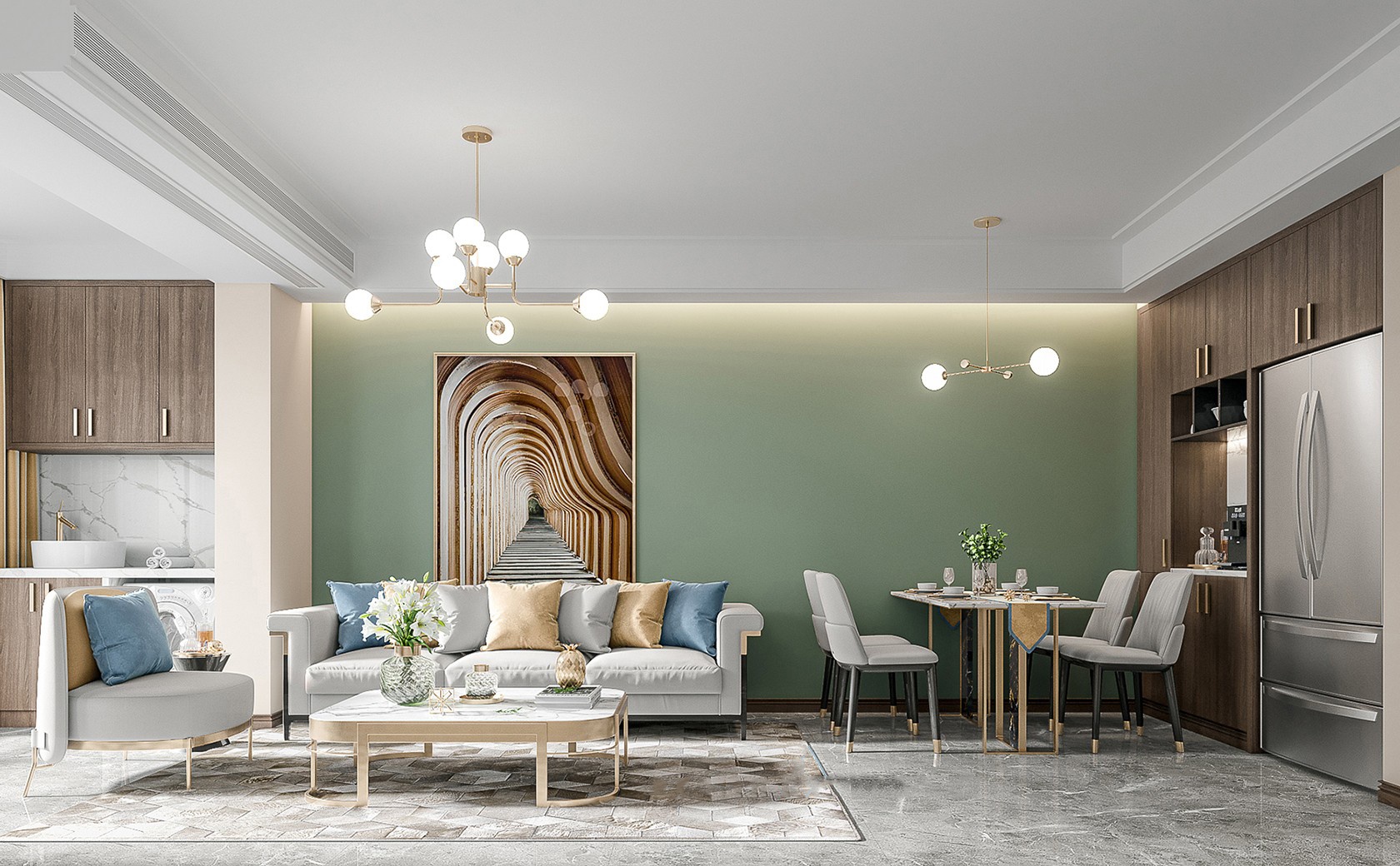 96平现代轻奢风格装修设计,轻装修,重装饰