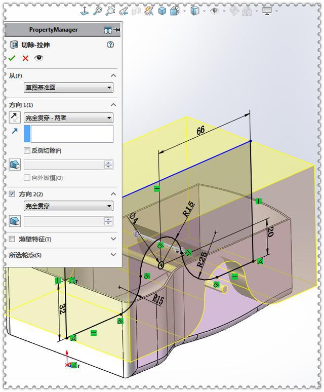 用solidworks画一个多筋零件筋的位置很容易出错