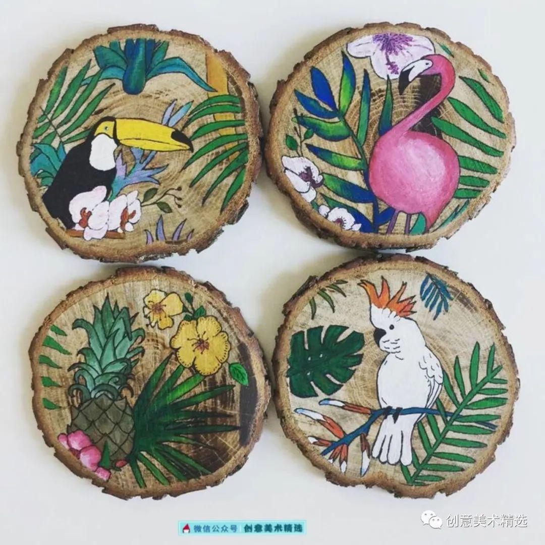 废旧木块千万别扔丙烯上色后原来可以这么美