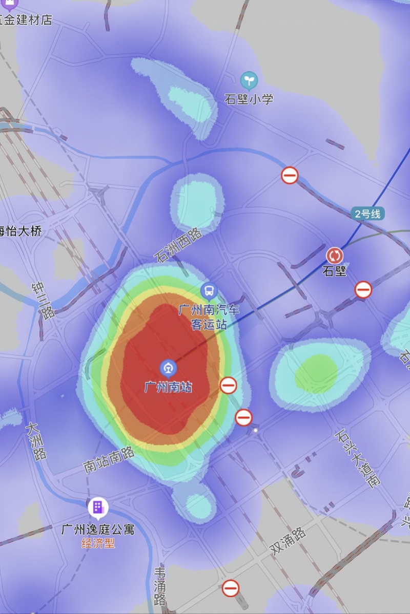 热力图中的广州五一小长假出城通道压力大永庆坊人气旺
