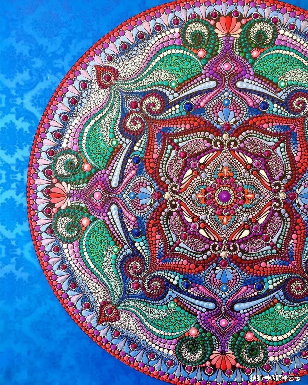 原创曼陀罗波点彩绘当色彩在中心炸裂开启一场未知的自我探索