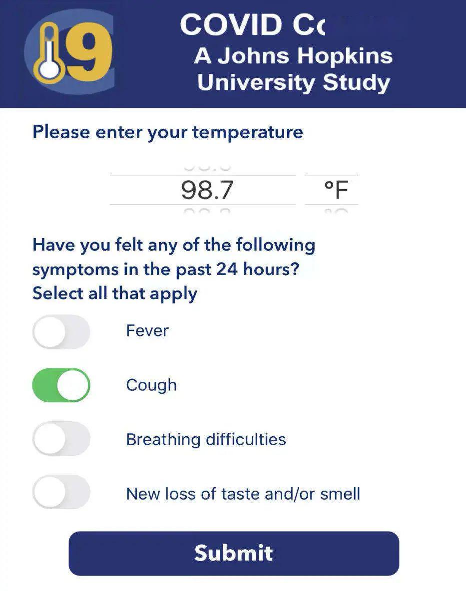 johnshopkins團隊推出溫度跟蹤研究app以監視潛在的covid19病例