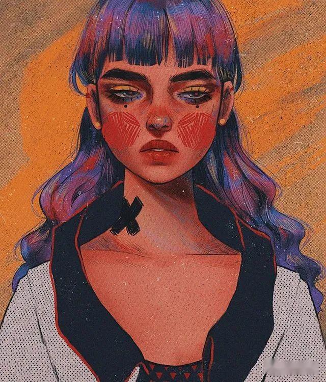 插画vit来一波暗黑系眼神迷离的复古头像