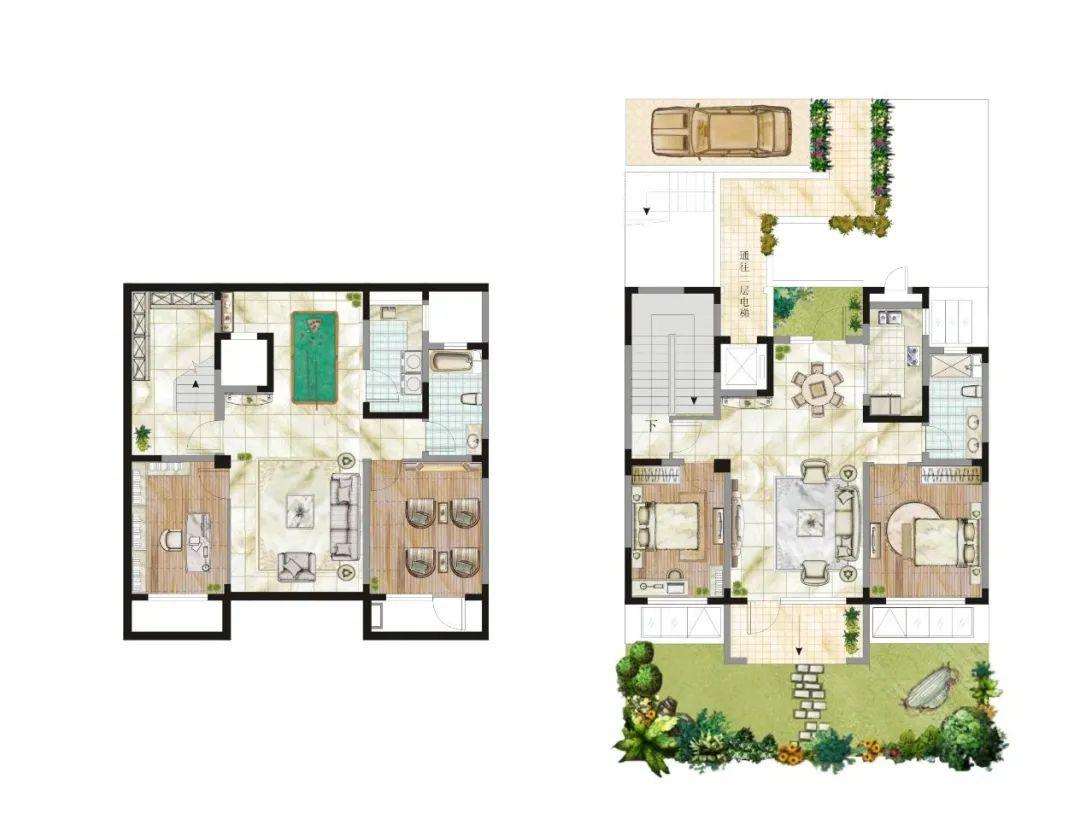 璟樾a户型图(叠加)|仅供参考一层·三室朝南户型方正通透,多变空间