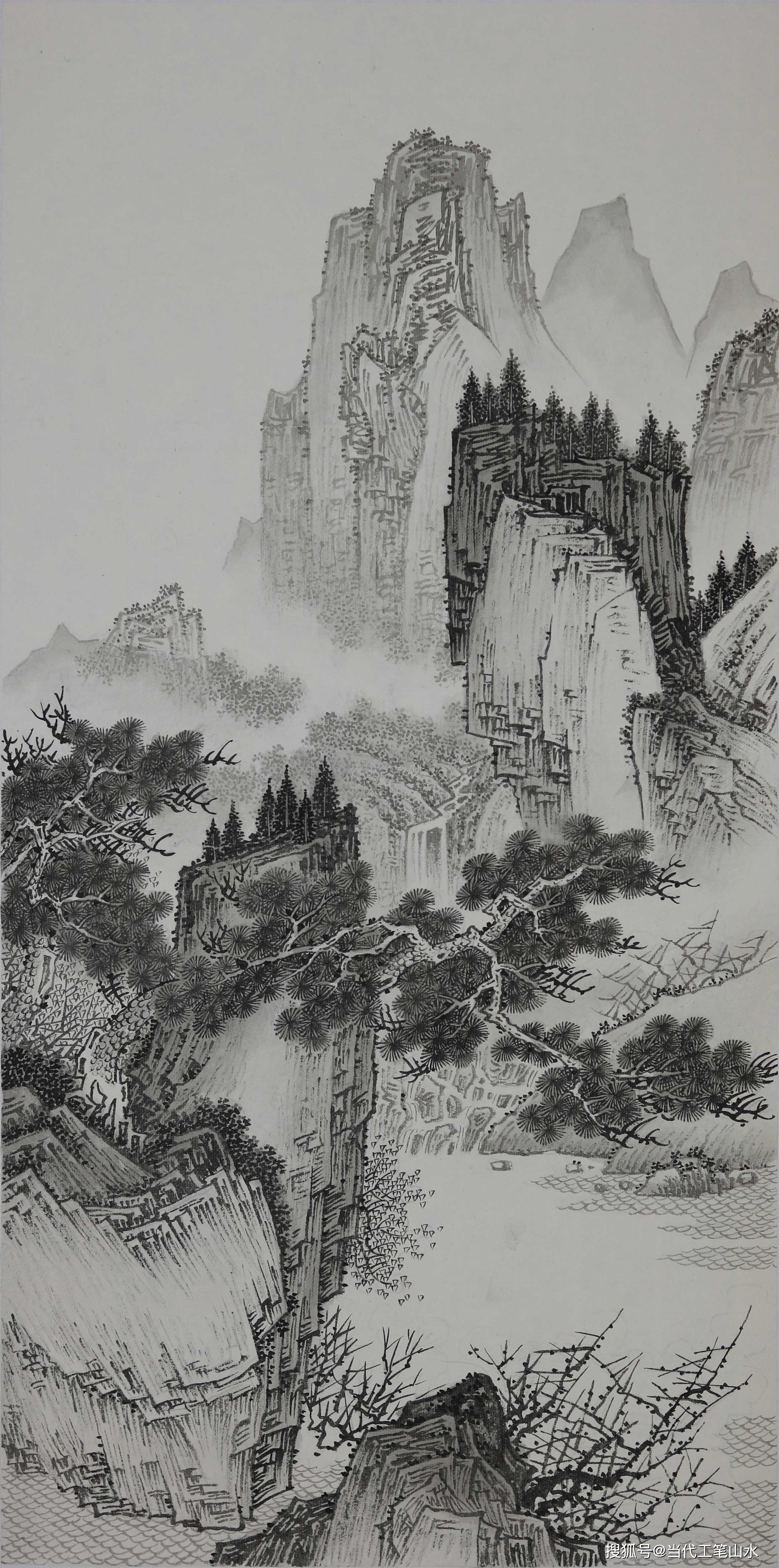 白描山水画高清大图图片