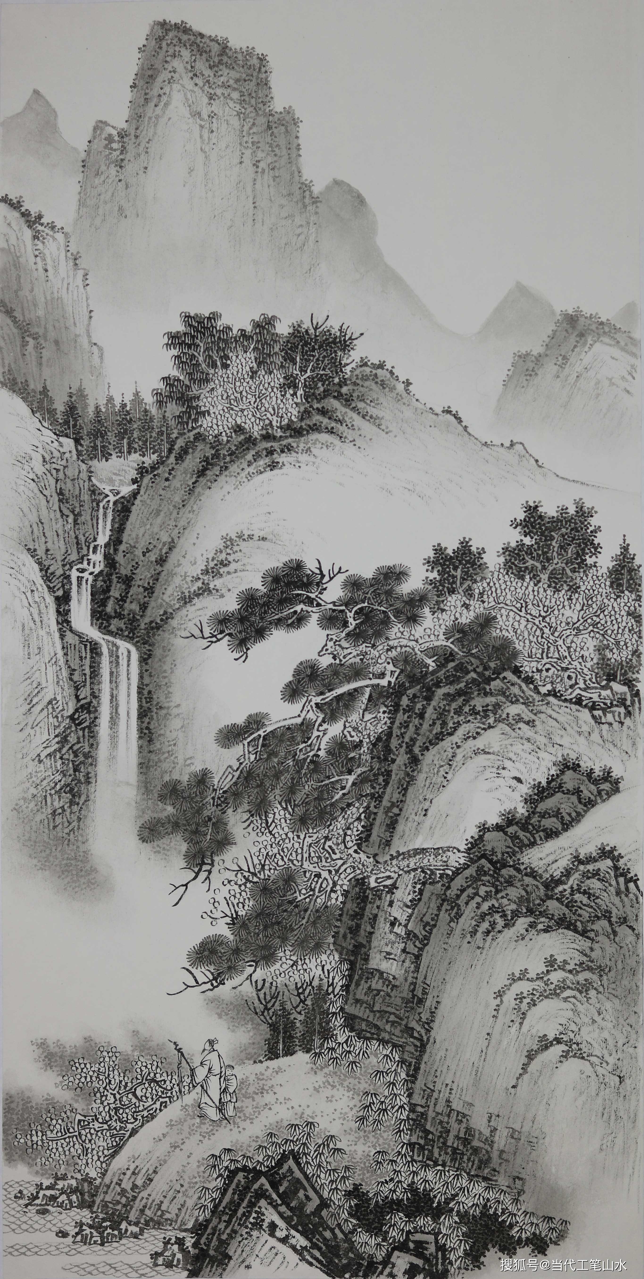 白描山水画高清大图图片