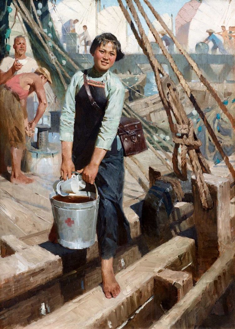 165×230cm 中国美术馆藏 汤沐黎《针麻传统创奇迹》1972年120×225cm