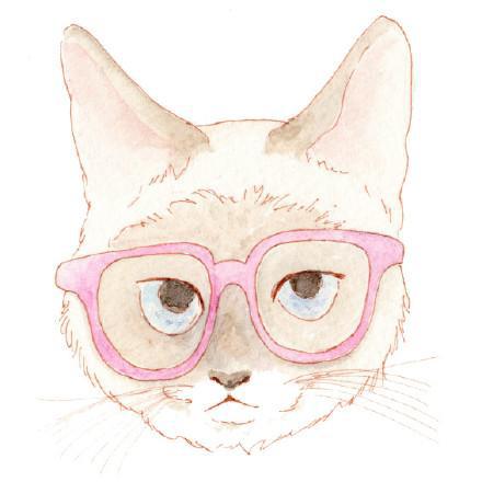 手绘戴眼镜的猫 67