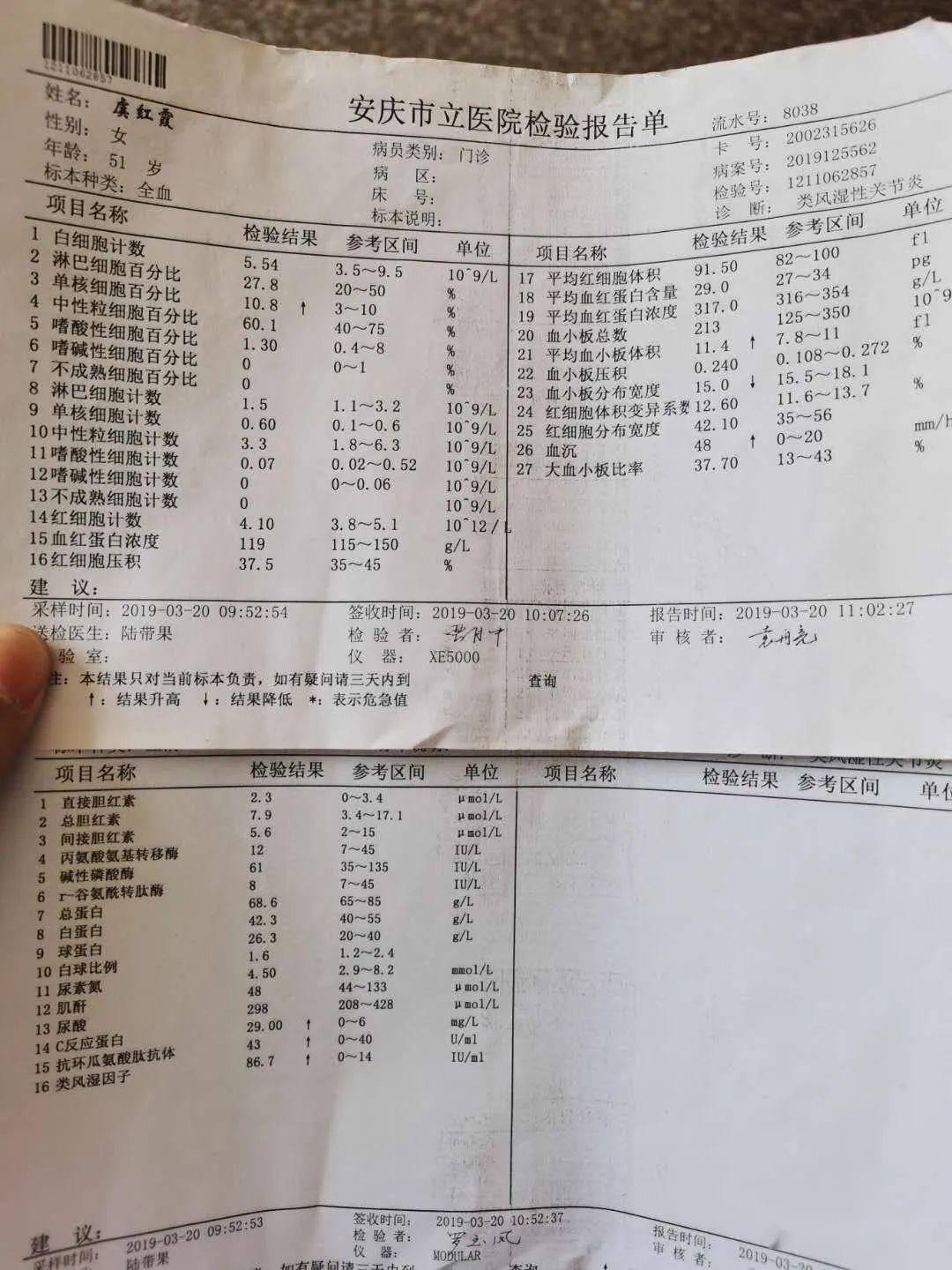 类风湿因子检查图片