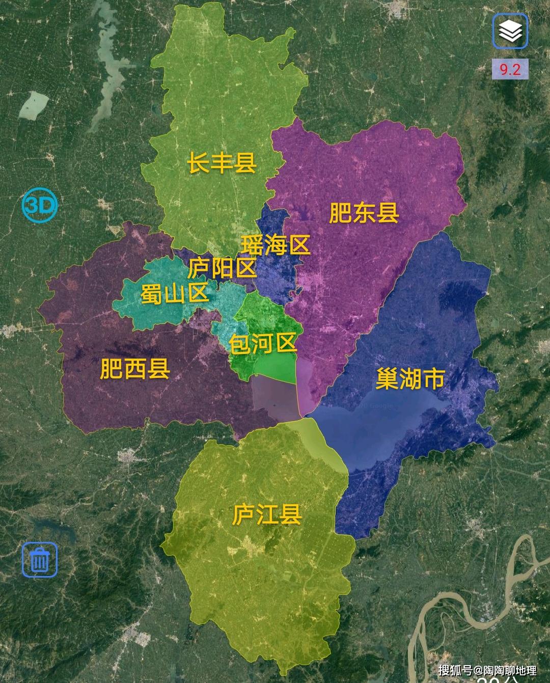 原创合肥市4区4县1市建成区面积排名最大是蜀山区最小是庐江县