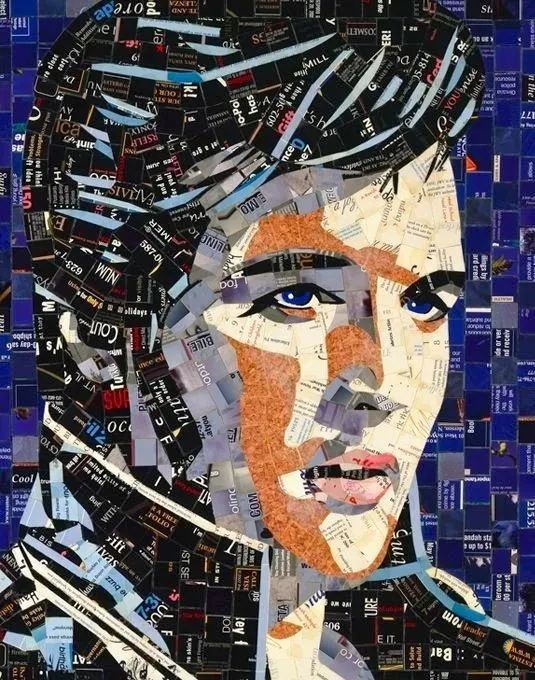 手工大神用废弃报纸和邮件纯手工拼贴女孩头像真的太美了
